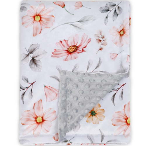 BORITAR Baby Blanket for Girls Super Soft Double Layer Minky with Dotted Backing, Receiving Blanket with Elegant Floral Multicolor Printed Blanket 30 x 40 Inch(75x100cm)