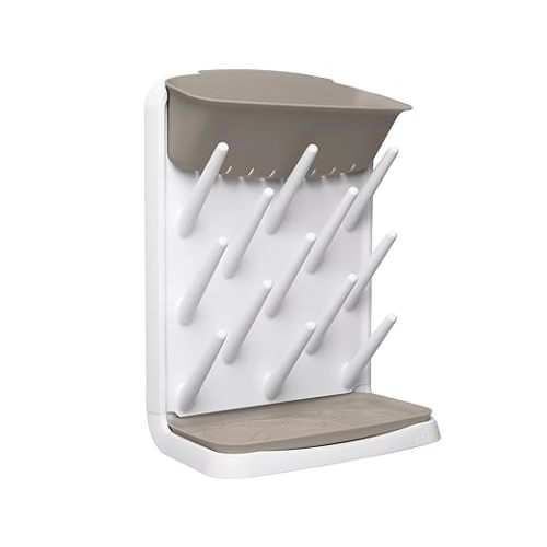 Ubbi Vertical Baby Bottle Drying Rack, Space Saving Countertop Drying Rack Baby Accessory, Taupe - Taupe Bottle Drying Rack