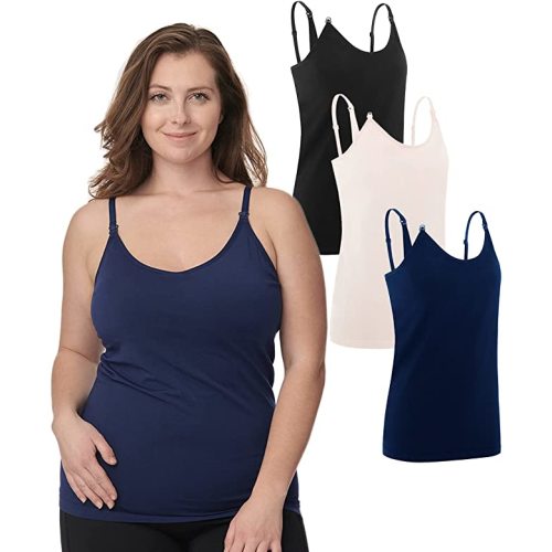 Under Control Nursing Cami Tank Tops for Breastfeeding Women Nursing Tops Maternity Shirts, Camisoles with Built in Bra 3Pack