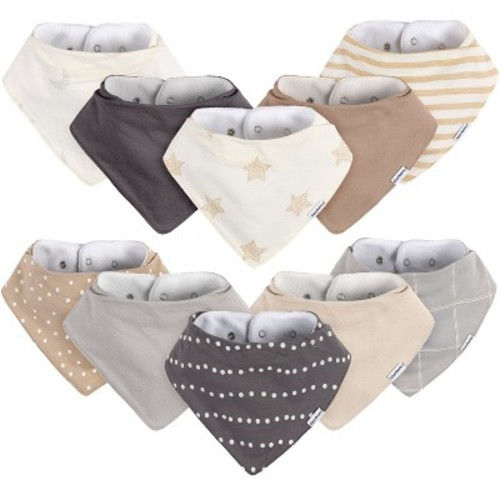 Gerber Unisex Baby Bandana Bibs - One Size Fits Most - 10-Pack, Color: Gray, Size: one size