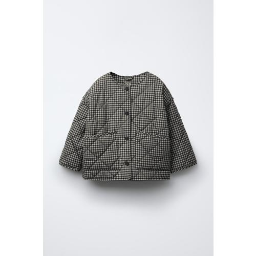 GINGHAM CHECK PADDED JACKET - Black / Ecru | ZARA United States