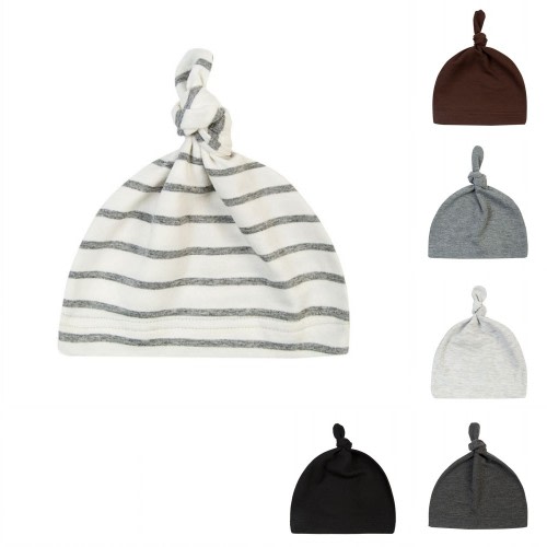 Esho 6 Pack Toddler Beanie Caps Newborn Baby Boys Girls Cotton Knotted Hats, 0-24 Months