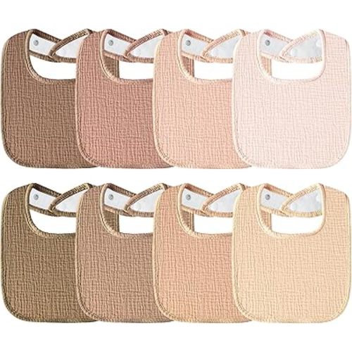 Muslin Baby Bibs 8-Pack Baby Drool Bandana Bibs for Baby Girls Boys Infant Newborn Toddler Drooling and Teething