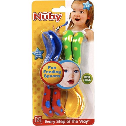Nuby Fun Feeding Spoons & Forks (Blue/Yellow, 2 Pack)