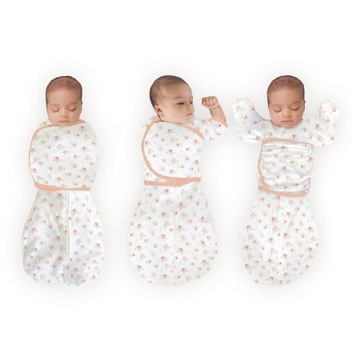 SwaddleDesigns 6-Way Omni Swaddle Sack Arms Up Swaddle for Newborn, More Options to Calm Startle Reflex, Improves Sleep, Easy Transition Baby Sleep Sack, Sm, 0-3 Month, Watercolor Peachy Pink Floral