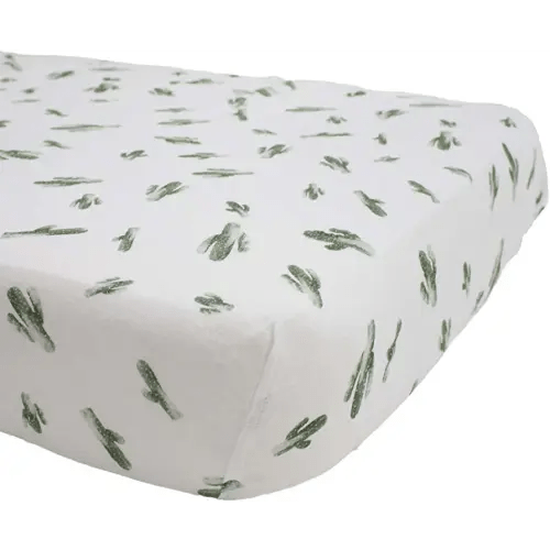 Bebe au Lait Oh-So-Soft Muslin Crib Sheet, Soft Muslin Design, Stylish Pattern - Saguaro Cactus