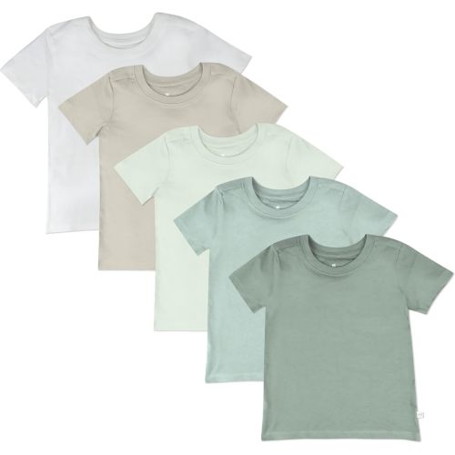 HonestBaby Multipack Short Sleeve T-Shirt Tee 100% Organic Cotton Infant Baby, Toddler, Little Kids Boys, Girls, Unisex