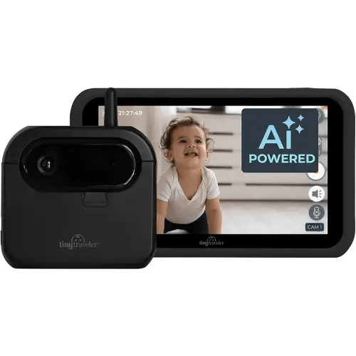 Tiny Traveler Ai Smart Wireless Baby Car Monitor - AI-Powered Safety Alerts: Cry/Laugh/Stand Detection, Virtual Fence, Long Range 1000ft Night Vision Lullabies Night Light