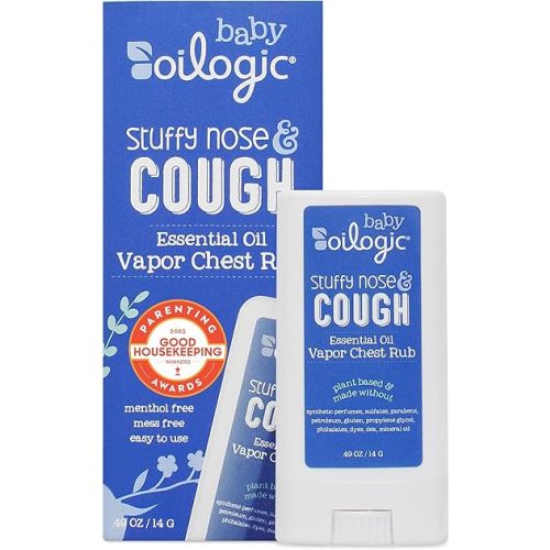 Oilogic Soothing Vapor Chest Rub, Stuffy Nose & Cough - Soothes Baby Cough & Cold with Essential Oils - Plant-Based Vapor Rub Soothes Congestion for Infants & Kids - Petroleum Free