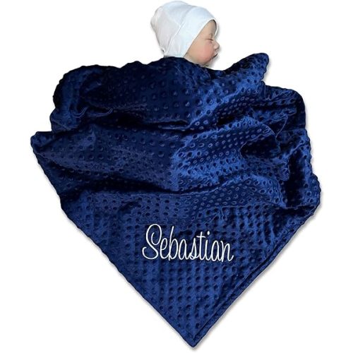 Manta bordada para bebé, hermosa manta con monograma, manta grande personalizada para niños y niñas, manta de bebé de poliéster suave con nombre personalizado, 28 x 34 pulgadas