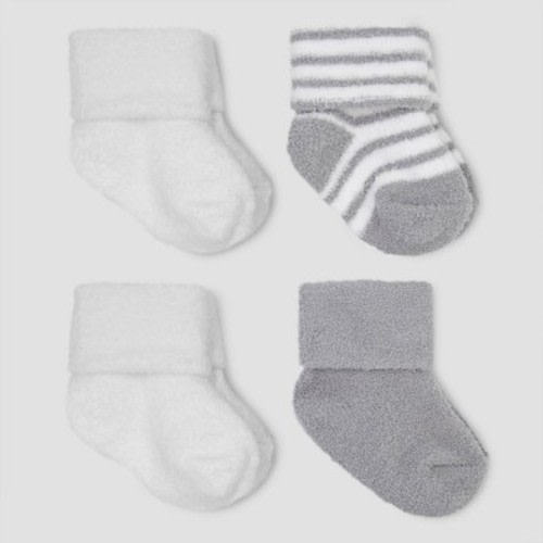 Carter's Just One You® Baby Boys' 4pk Chenille Socks - White/Gray, Size: 0-12M