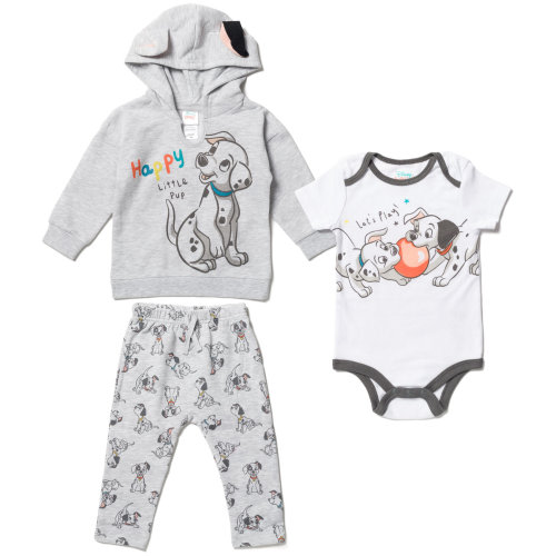 Disney Classics Patch Newborn Baby Boy or Girl Fleece Pullover Hoodie Bodysuit and Pants 3 Piece Outfit Set Newborn to Infant