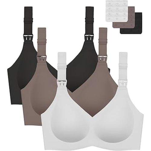 Gailife 3 Pack Nursing Bras for Breastfeeding Seamless Wireless V Neck Maternity Bras for Pregnancy Breathable Sleep Bralette