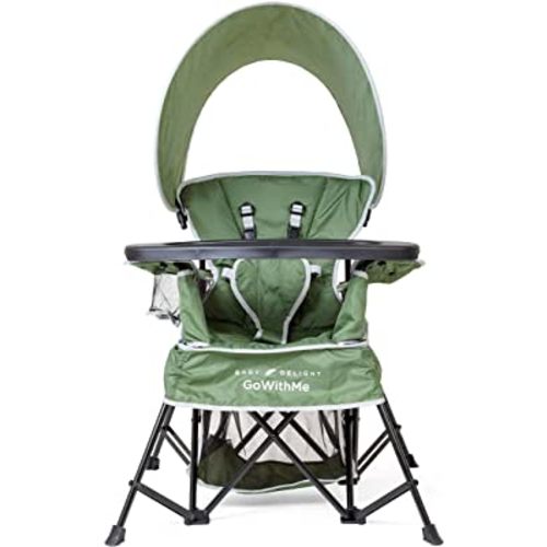 Baby Delight Go with Me Venture Portable Chair | Indoor and Outdoor | Sun Canopy | 3 Child Growth Stages | Moss Bud Green