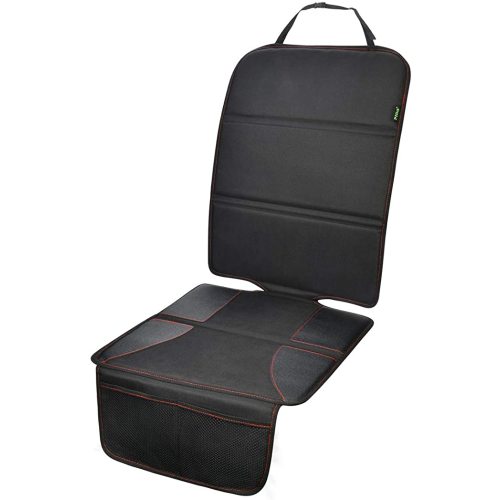 Car Seat Protector for Baby Child Car Seats - Auto Car Seat Mat Under Safety Seat with Thickest Padding to Protect Fabric and Leather Seats, Black Hem - Black hem