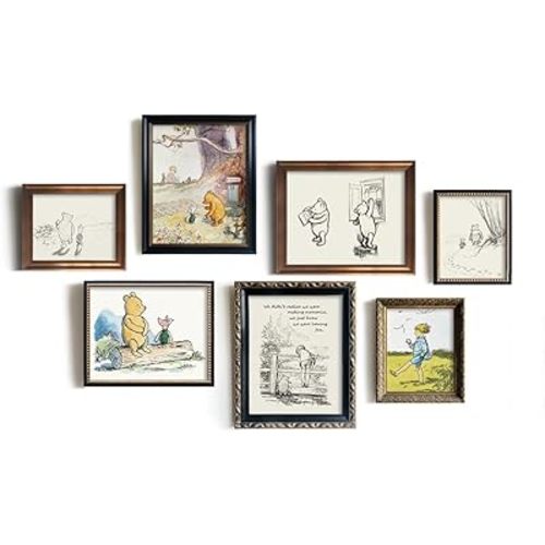 Winnie The Pooh Nursery Wall Art - Large Motivational Quote for Kids Little Boys Bedroom - Vintage Hundred Acre Wood Poster - You Are Braver Than You Think - Toddler Room Decor - Gifts for Winnie Fans