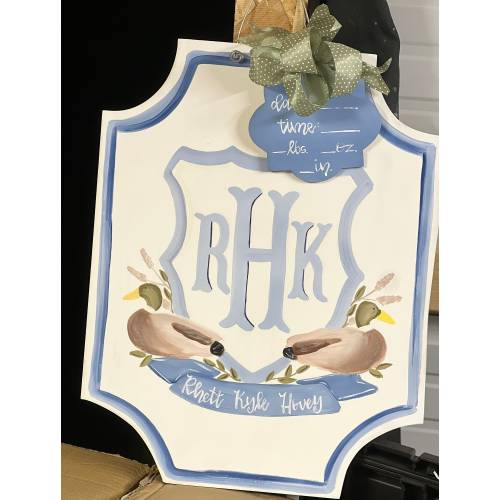 Baby Boy Announcement Door Hanger, Duck Hunting Baby Hanger, Ducks Hanger, Mallard Door Hanger