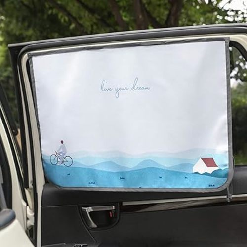 Magnetic Car Sun Shade Curtain for Side Window – Sun Blocker and UV Protector for Baby, Kids, and Pets – Universal Fit with Built-in Magnets for Steel-Framed Door (Bebe DayDay)