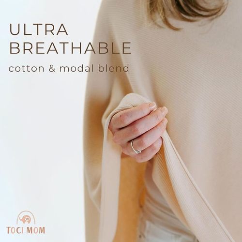 Nursing Cover for Breastfeeding | Full Coverage | Breathable & Soft | Wide Viewing Neck | Stretchable Modal Fabric - Cream