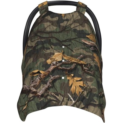 Camouflage Leave Baby Car Seat Canopy and Nursing Cover for Breastfeeding Multi-Use Cover Lightweight Infant Stretchy Carrier Carseat Winter Cover for Newborn Girls Boys