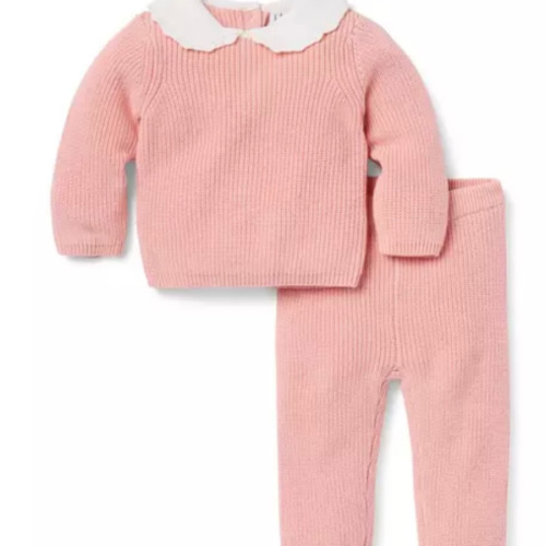 Baby Washed Pink Baby Crochet Collar Matching Set by Janie and Jack