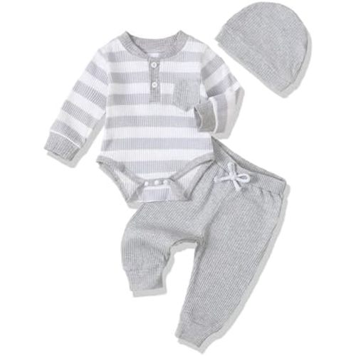 Renotemy Newborn Baby Boy Clothes Outfits Infant Boy Letter Print Romper Pants Clothing Set
