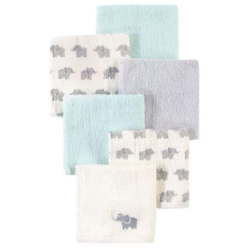 Luvable Friends Baby Boy Super Soft Cotton Washcloths, Elephant With Hat, One Size