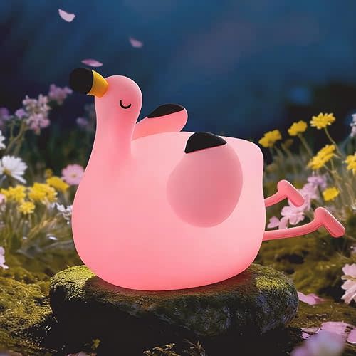 Flamingo Night Light for Kids, Adjustable and Timed Silicone Night Lamp,Suitable for Living Room, Bedroom, Nursery Night Light Decoration