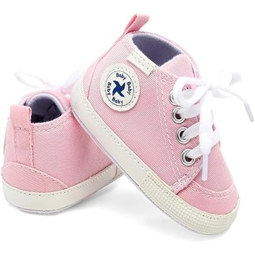 Baby Girls Boys Shoes Soft Anti-Slip Sole Newborn First Walkers Star High Top Canvas Denim Unisex Infant Sneaker
