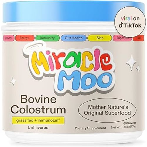 Colostrum Supplement for Gut Health, Hair Growth, Beauty and Immune Support - Easy to Mix Grass Fed Bovine Powder - Highest IgG Plus ImmunoLin, Unflavored 60 Servings