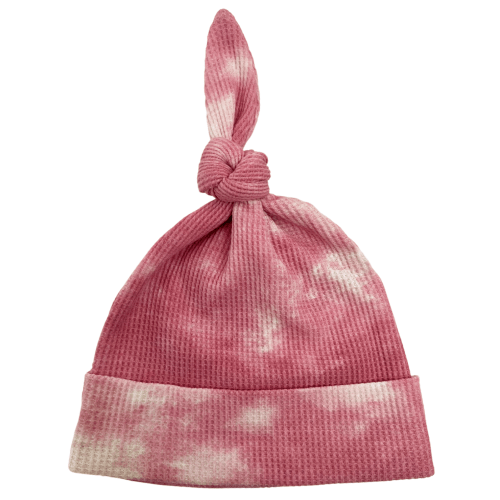 Organic Waffle Knot Beanie, Orchid Pink Tie Dye
