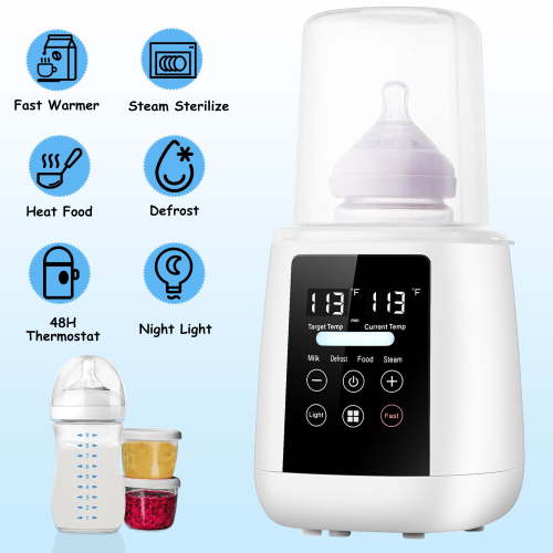 FVLOENG Baby Bottle Warmer, Fast Milk Warmer for Breastmilk, Formula with Accurate Temperature Control, 48H Thermostat,Thaw, Night Light, portable Bottle Warmers with Heat Food Jars Function