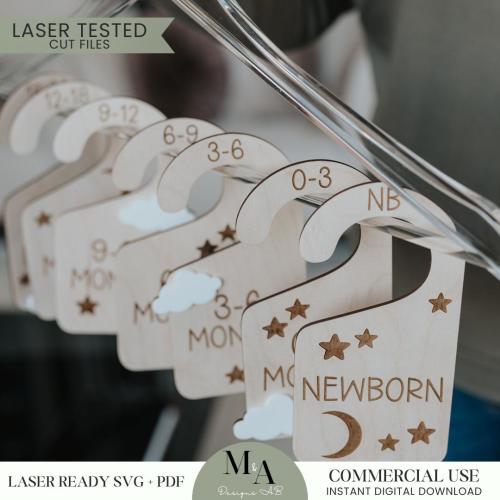 Gender Neutral Baby Closet Dividers SVG File Download for Lasers Newborn Nursery Organization Baby Shower Gift Closet Clothing Separators