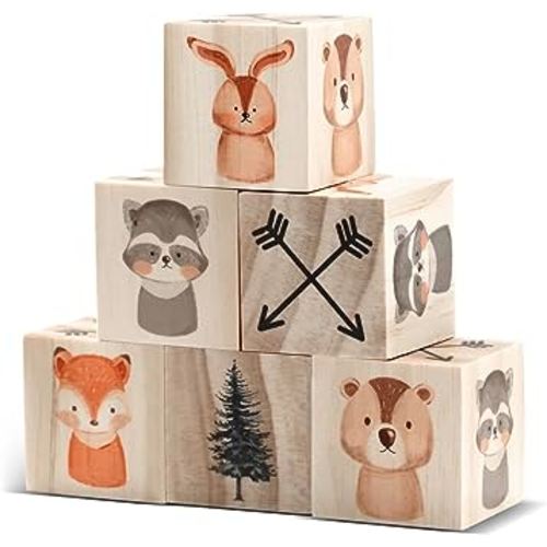 6 Pcs Nursery Decor for Girls and Boys Nursery Decor Watercolor Shelf Decor for Bedroom Playroom Gifts(Woodland Animals)