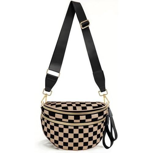 Crossbody Bags for Women Nylon Bum Bag Spacious Trendy Fanny Pack Large Sling Bags with Adjustable Strap