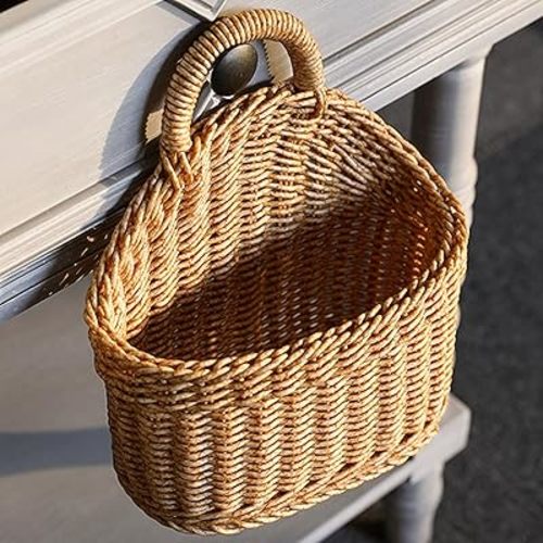 Willow Wall and Decorative Hanging Basket, Small for Home, Kitchen, Office - Woven - Basket with Handle for Front Door