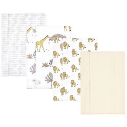 Luvable Friends Hudson Baby Flannel Burp Cloths 4pk, Wild Safari World