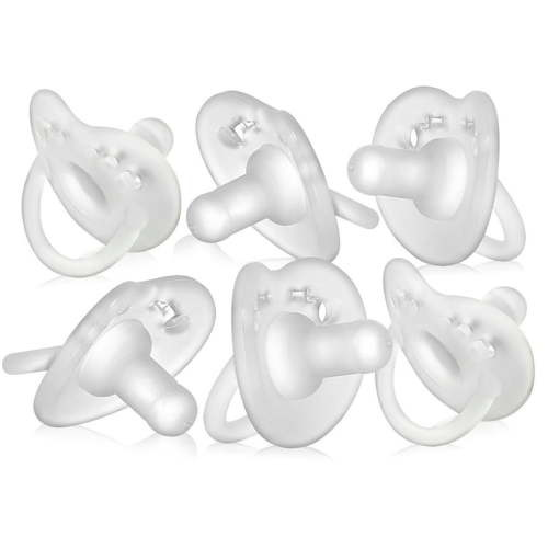 Evenflo Balance + Stage 1 Cylindrical Silicone Baby Pacifiers for Ages 0 Months+, Pack of 6