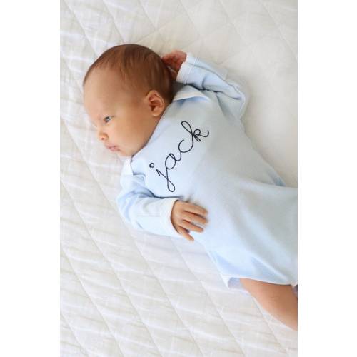 Personalized baby boy outfit, monogrammed baby boy clothing, embroidered shirt, baby shower gift, pima cotton, hand covers