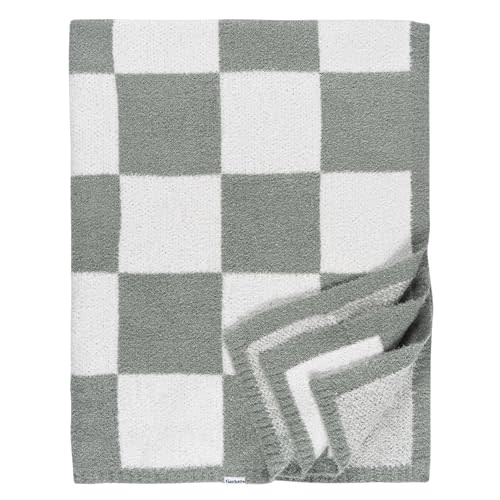 Gerber Unisex Baby Cozy Soft Silky Mink Checkerboard Grid Blanket, Green Check, One Size