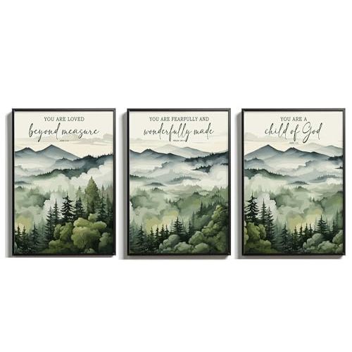 Mountain Forest Wall Art - Woodland Nursery Decor - Christian Scripture Art - Bible Verse Art - Home Office Decor