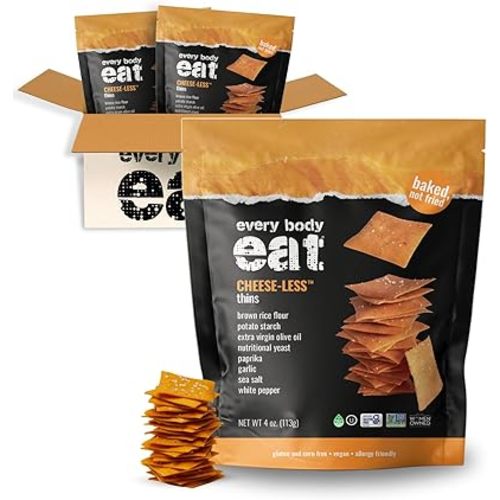 Every Body Eat Snack Thins, Cheese-less Flavor, Vegan, Gluten Free and Dairy Free (Pack of 2)