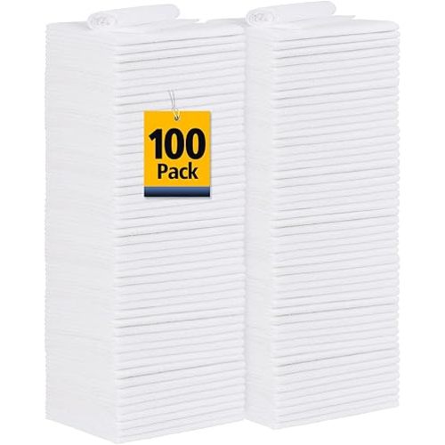 Shop Towels, 100 Pack Commercial Grade Shop Rags Microfiber Towels for Cars Cleaning Rags Bulk Cleaning Cloth for Automotive Bar Mechanic Restaurant Garage Housekeeping, 11.5"x 11.5", White