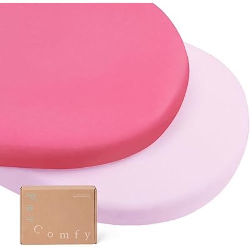 Supersoft Fitted Bassinet Sheets, Premium Bamboo Viscose Cradle Sheets, Streachy Hypoallergenic Breathable Moses Basket Oval Rectangle Pad/Mattress Universal Fit for Halo, Dream on Me, 2-Pack