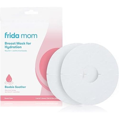 Frida Mom Hydration Packets for Breasts, Hydrate Nipples with Breast Mask Made with Aloe Vera, Honey, Tea Tree Oil, & Cucumber, Stocking Stuffer Gifts for Mom, 2 Sheet Masks