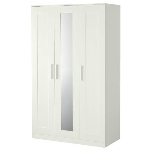 BRIMNES Wardrobe with 3 doors - white 46x74 3/4 "
