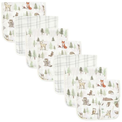 Hudson Baby Infant Boys Muslin Burp Cloth 7pk, Forest Animals, One Size
