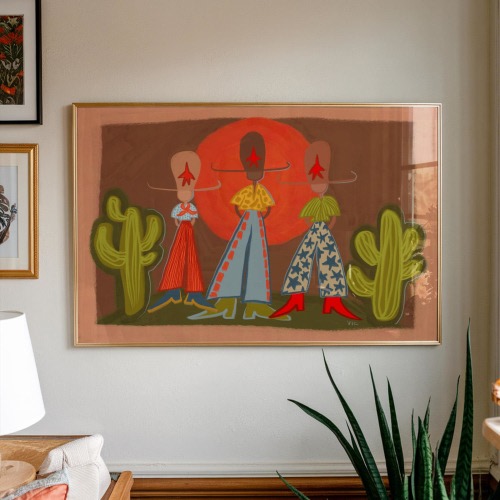 Southwestern Cowgirl Art Print |Modern Western Wall Decor | Colorful Desert Illustration | Boho Cowboy Art for Home