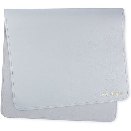 Vegan Leather Baby Changing Mat (16 X 30 in) - Multipurpose Wipeable and Portable Diaper Changing Mat - Foldable Travel Changing Mat (Blue)