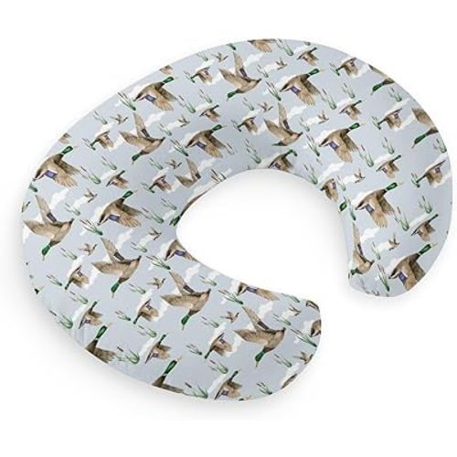 HawSkgFub Duck Hunting Mallard Hunter Nursing Pillow Cover for Baby Boys, Wild Animal Bird Reeds Blue Breastfeeding Pillow Slipcover, Nursing Pillowcase for Newborn Infant, Cover Only